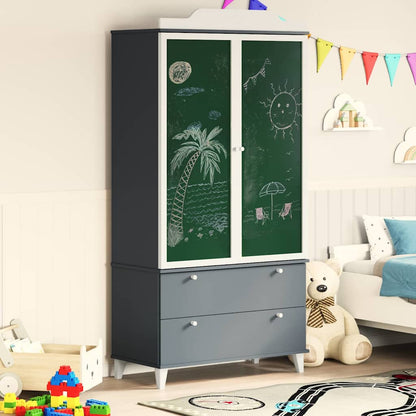 Chalkboard Wardrobe ROROS Grey and White 90 x 45 x 180 cm