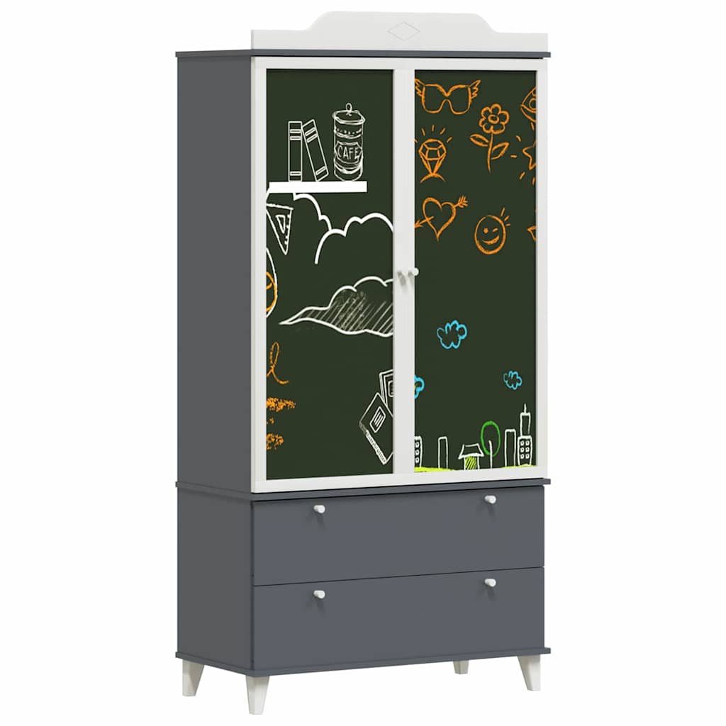 Chalkboard Wardrobe ROROS Grey and White 90 x 45 x 180 cm