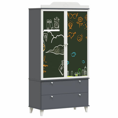 Chalkboard Wardrobe ROROS Grey and White 90 x 45 x 180 cm