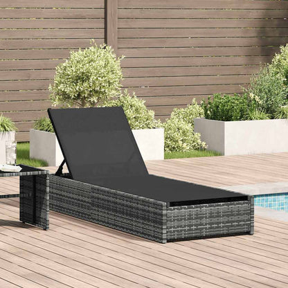 Sun Lounger Reclining Grey 200.5 x 70 x 75 cm Poly Rattan