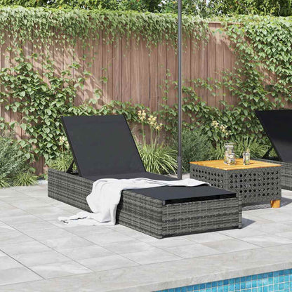 Sun Lounger Reclining Grey 200.5 x 70 x 75 cm Poly Rattan
