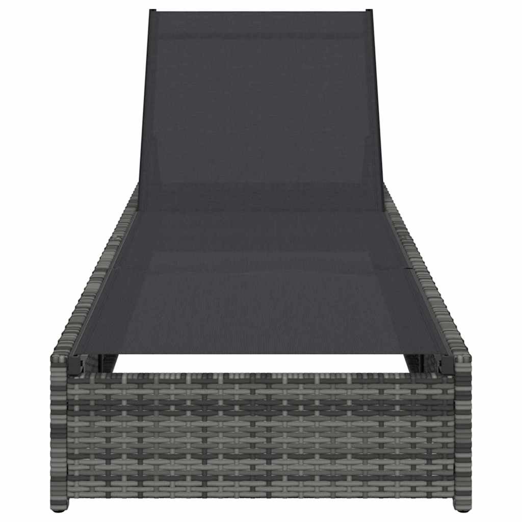 Sun Lounger Reclining Grey 200.5 x 70 x 75 cm Poly Rattan