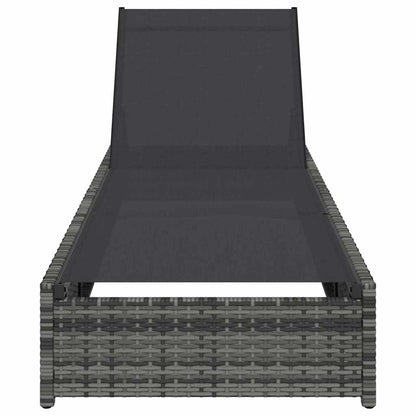 Sun Lounger Reclining Grey 200.5 x 70 x 75 cm Poly Rattan