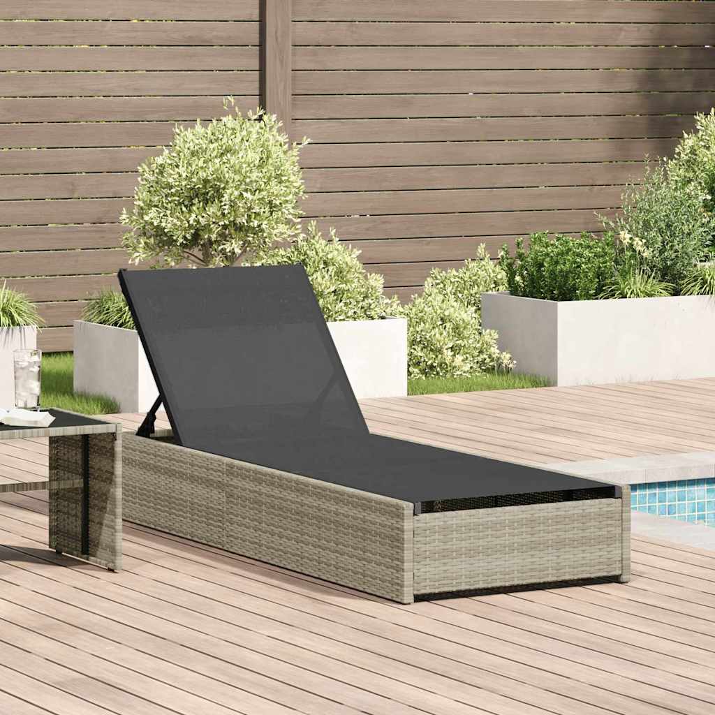 Sun Lounger Reclining Beige 200.5 x 70 x 75 cm Poly Rattan
