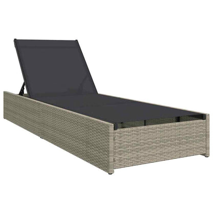 Sun Lounger Reclining Beige 200.5 x 70 x 75 cm Poly Rattan