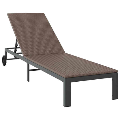 Sunbed Reclining 2-person 3 pcs Brown Poly Rattan