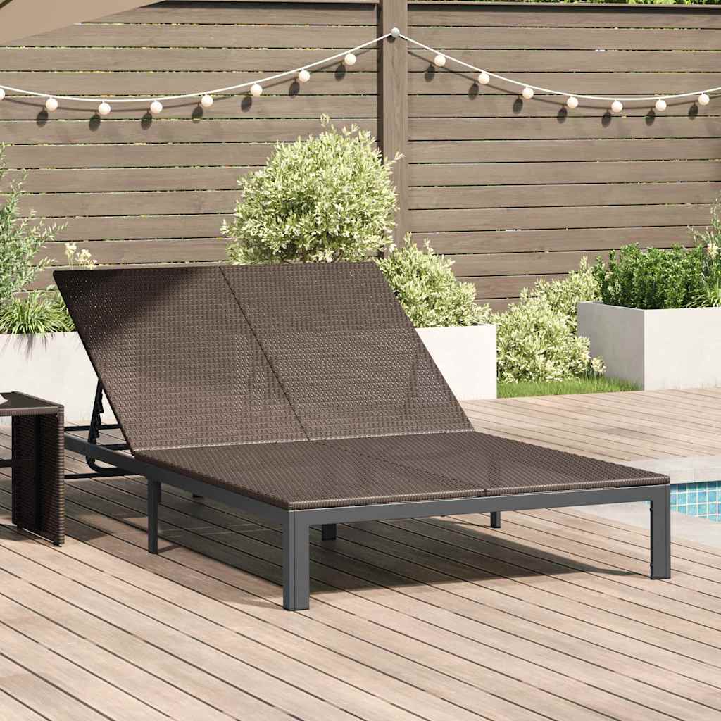 Sunbed Brown 206 x 115 x 75 cm Poly Rattan
