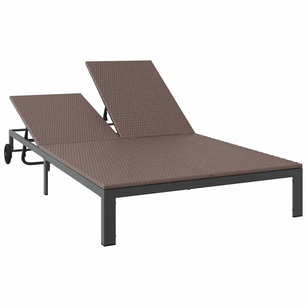 Sunbed Brown 206 x 115 x 75 cm Poly Rattan