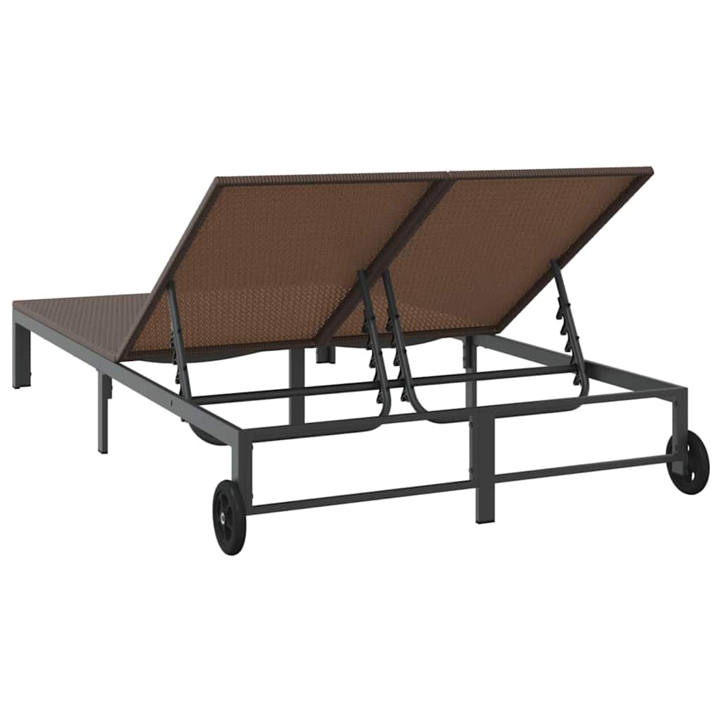 Sunbed Brown 206 x 115 x 75 cm Poly Rattan
