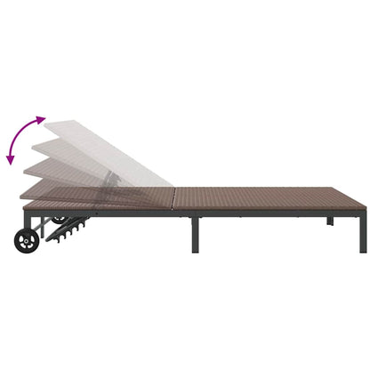 Sunbed Brown 206 x 115 x 75 cm Poly Rattan