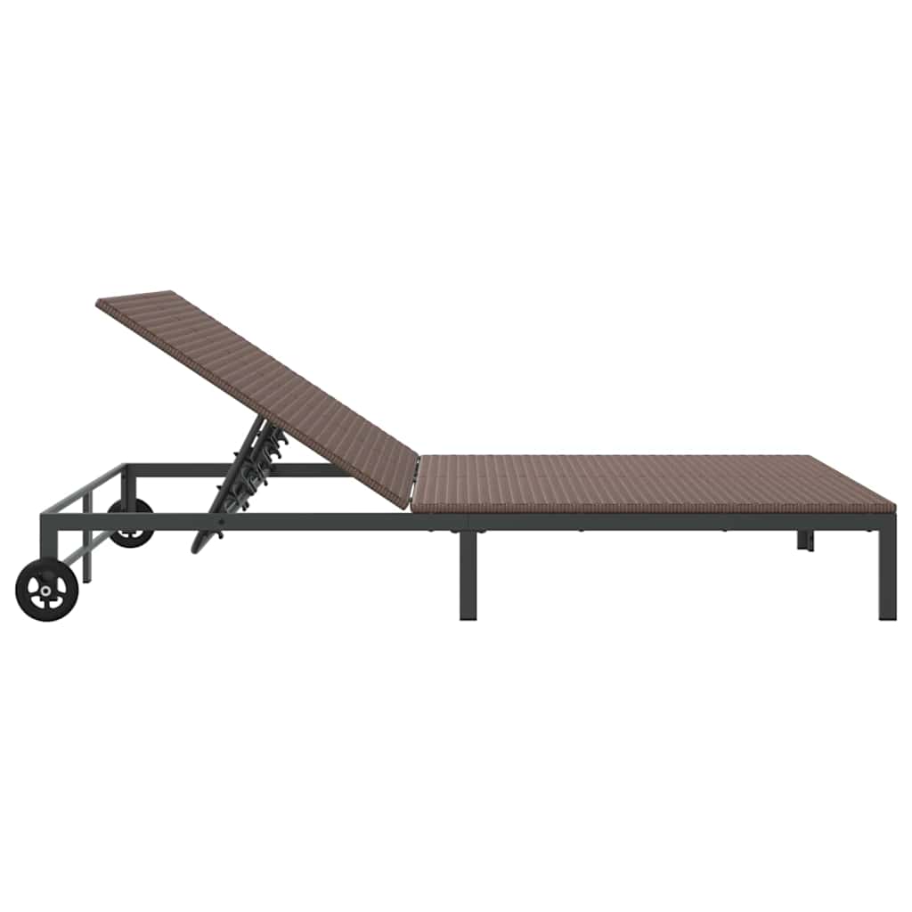 Sunbed Brown 206 x 115 x 75 cm Poly Rattan