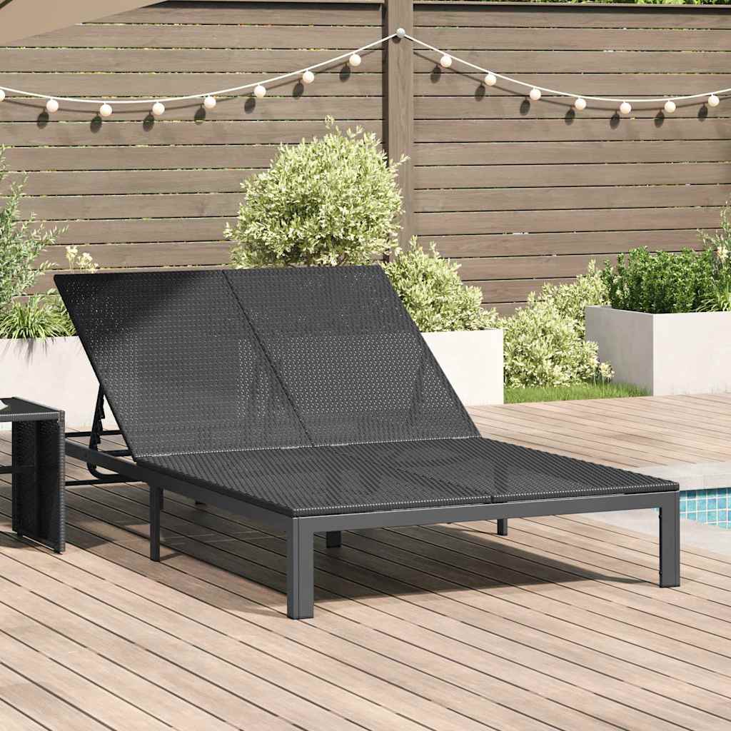 Sunbed Reclining 1-person Black 206 x 115 x 75 cm Poly Rattan