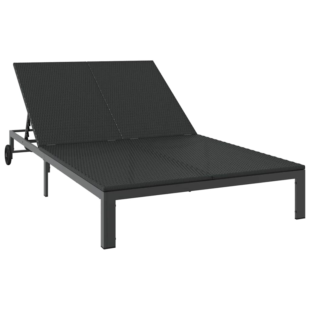 Sunbed Reclining 1-person Black 206 x 115 x 75 cm Poly Rattan