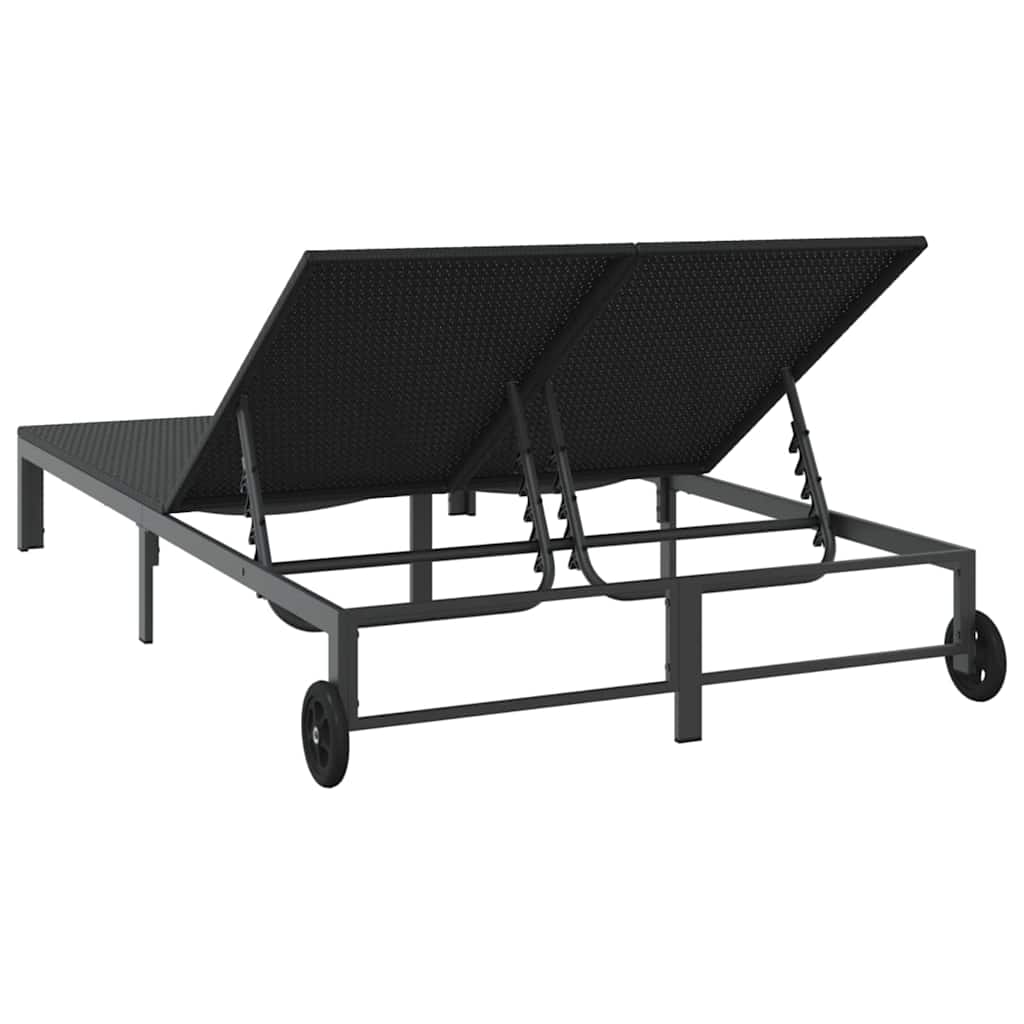 Sunbed Reclining 1-person Black 206 x 115 x 75 cm Poly Rattan