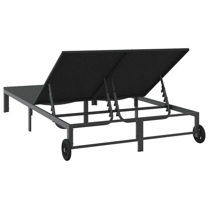 Sunbed Reclining 1-person Black 206 x 115 x 75 cm Poly Rattan