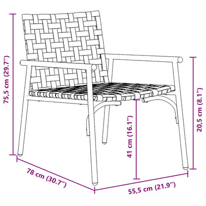 Garden Chair 2 pcs Brown 78 x 55.5 x 75.5 cm Poly Rattan