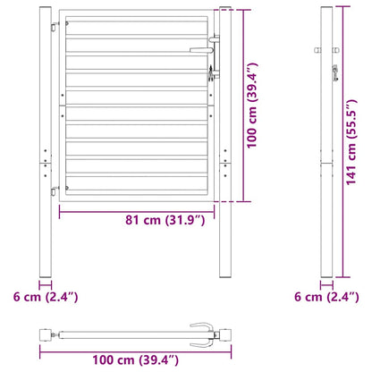 Garden Gate Lockable Black 100x100 cm Aluminium