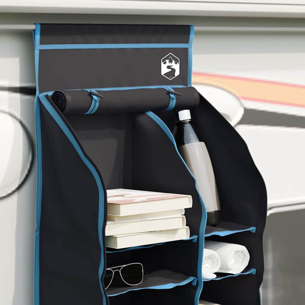 Hanging Tent Organizer 10 Pockets Black 40.5 x 25 x 80 cm