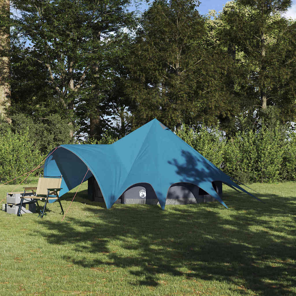 Teepee Tent 3-Person with Roof Blue and Grey 312 x 312 x 197 cm