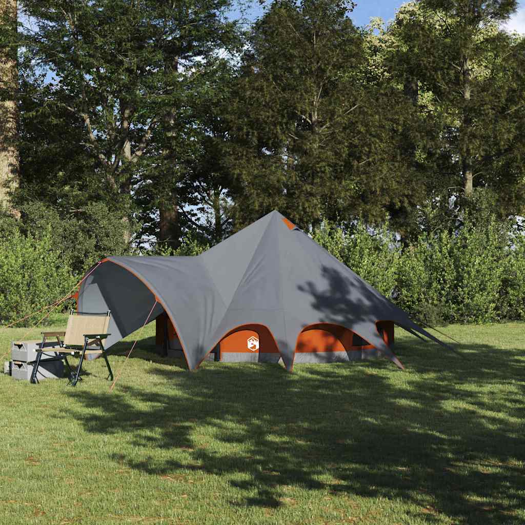Teepee Tent with Roof Grey and Orange 312 x 312 x 197 cm