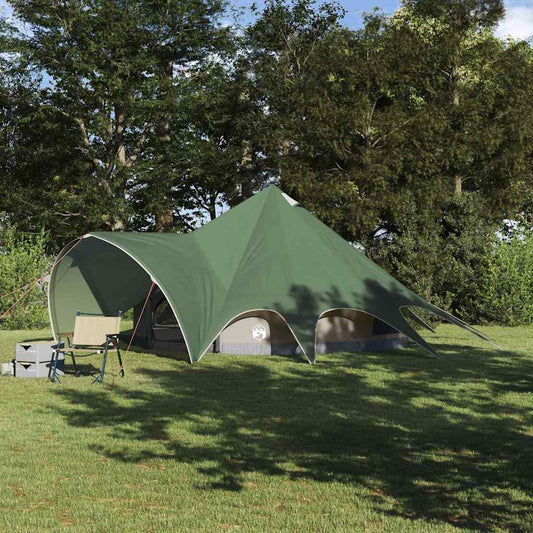 Teepee Tent with Roof Green and Grey 415 x 415 x 247 cm
