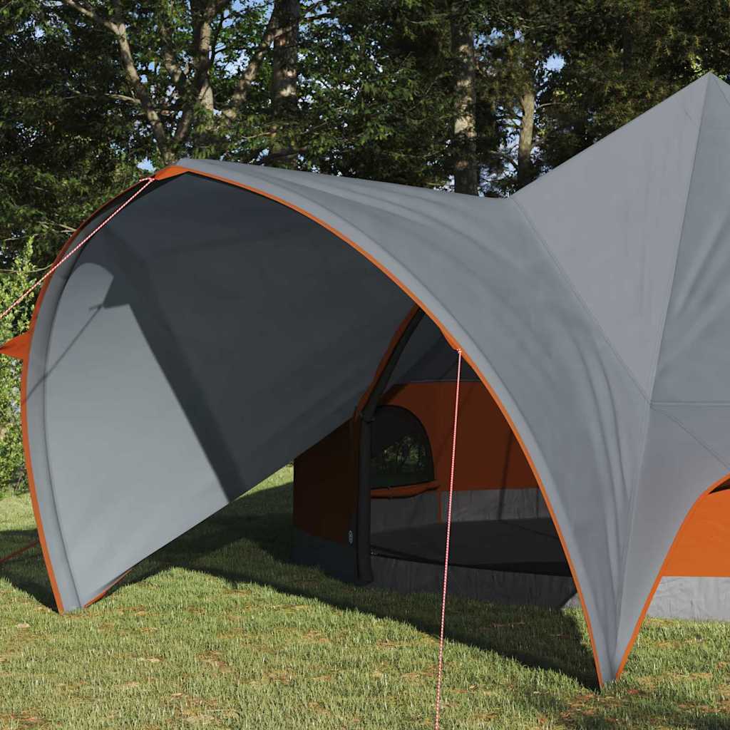 Teepee Tent with Roof Grey and Orange 415 x 415 x 247 cm