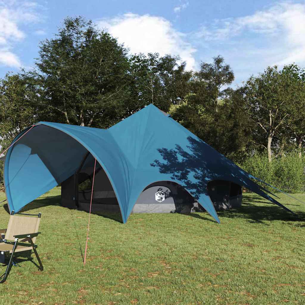 Teepee Tent 7-Person with Roof Blue and Grey 600 x 600 x 347 cm