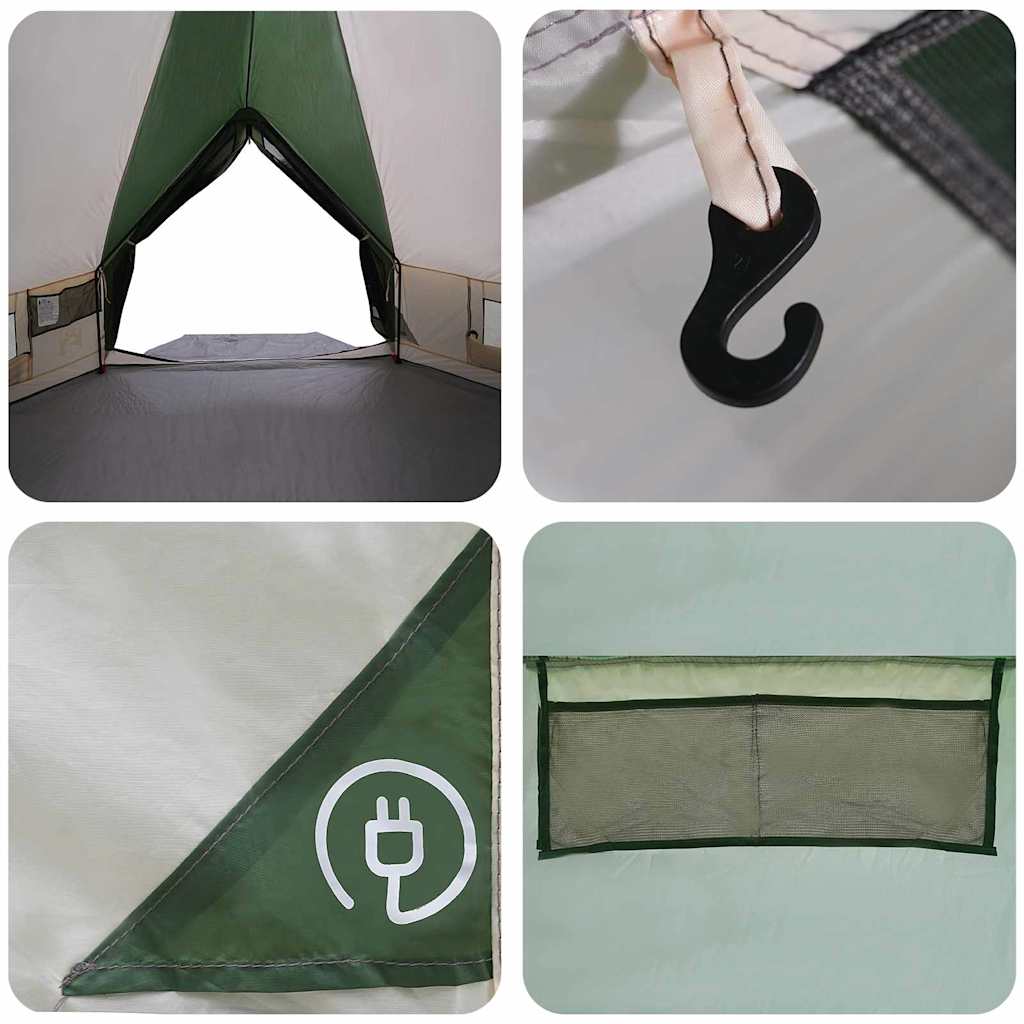 Teepee Tent with Roof Green and White 490 x 410 x 210 cm