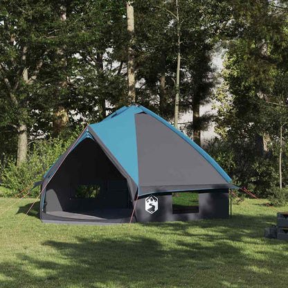 Teepee Tent 8-Person with Roof Blue and Grey 490 x 410 x 210 cm