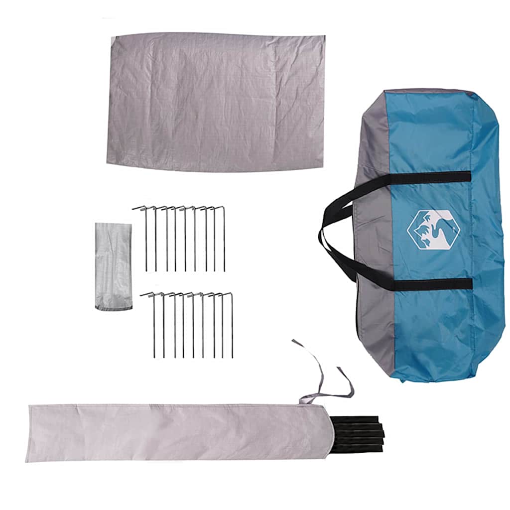 Teepee Tent 6-Person with Roof Blue and Grey 431 x 366 x 185 cm