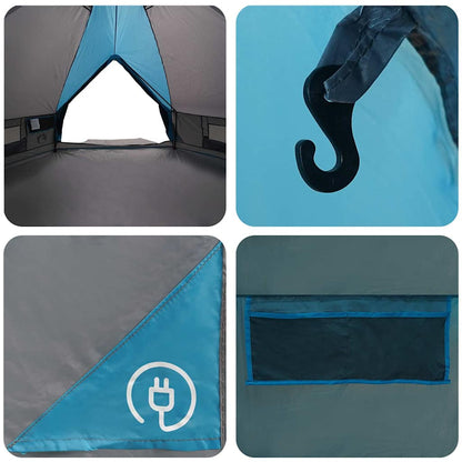 Teepee Tent 6-Person with Roof Blue and Grey 431 x 366 x 185 cm
