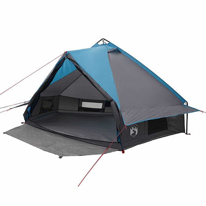 Teepee Tent 6-Person with Roof Blue and Grey 431 x 366 x 185 cm