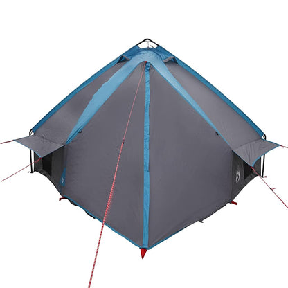 Teepee Tent 6-Person with Roof Blue and Grey 431 x 366 x 185 cm