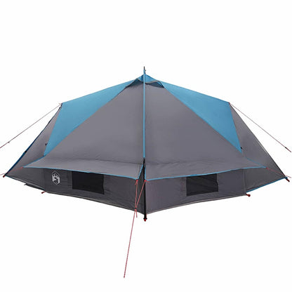 Teepee Tent 6-Person with Roof Blue and Grey 431 x 366 x 185 cm