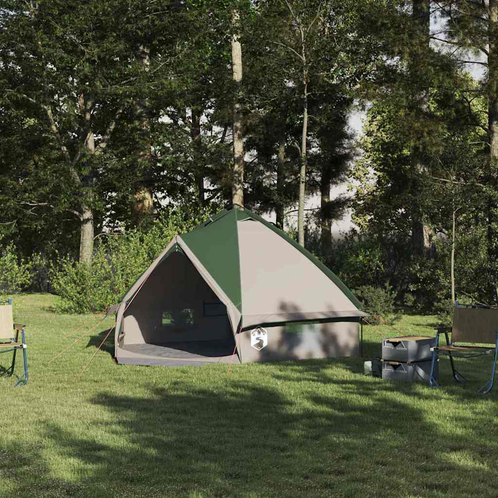 Teepee Tent with Roof Green and Grey 388 x 320 x 169 cm