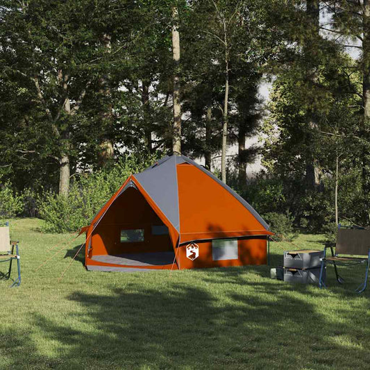 Teepee Tent with Roof Grey and Orange 388 x 320 x 169 cm