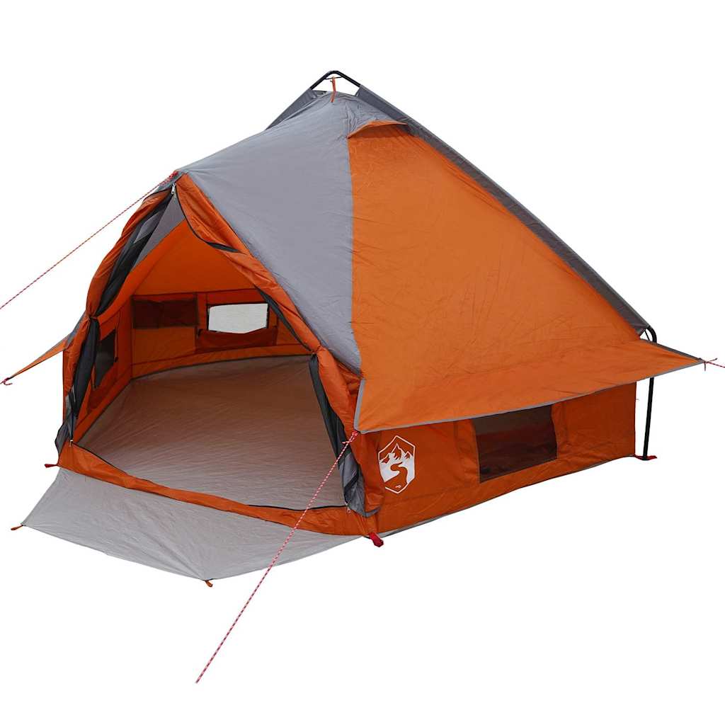Teepee Tent 4-Person Grey and Orange 388 x 320 x 169 cm