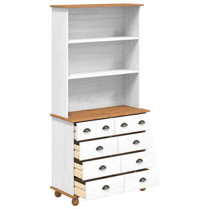 Hutch with Drawer ASKIM White 91 x 40 x 184 cm Solid Pine Wood