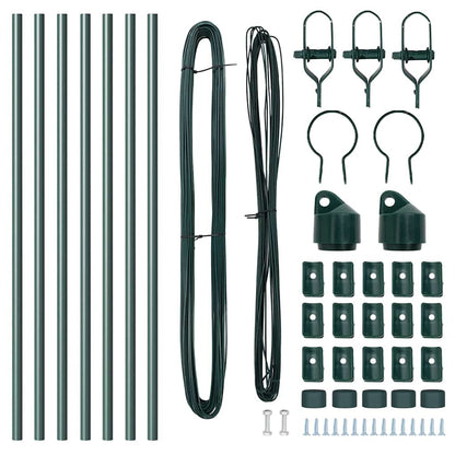 Embedded Fence Post 7 pcs Green Powder-Coated Steel