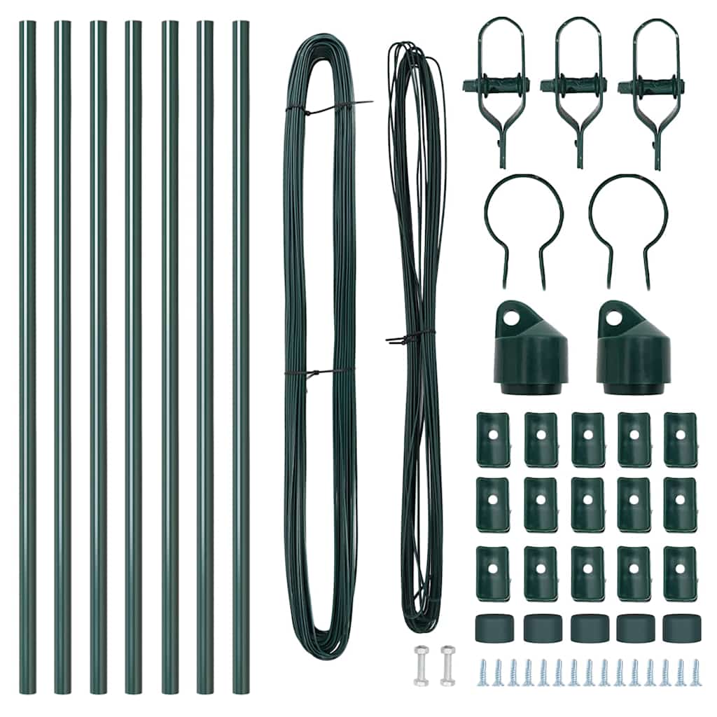 Embedded Fence Post 7 pcs Green Powder-Coated Steel