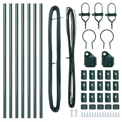 Embedded Fence Post 7 pcs Green Powder-Coated Steel