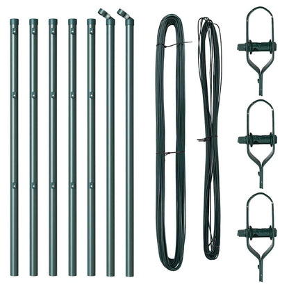 Embedded Fence Post 7 pcs Green Powder-Coated Steel
