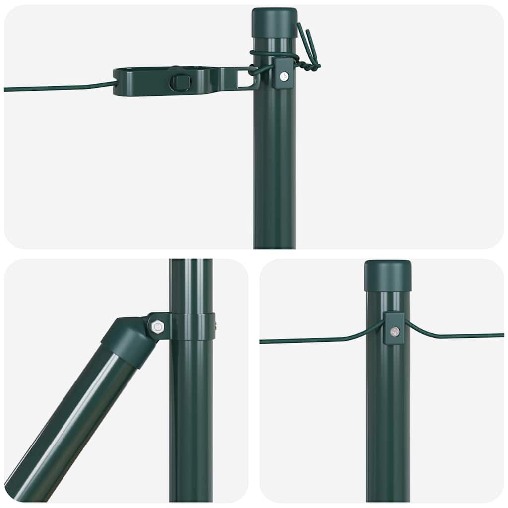 Embedded Fence Post 13 pcs Green Powder-Coated Steel