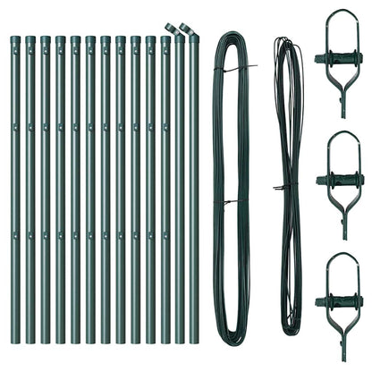 Embedded Fence Post 13 pcs Green Powder-Coated Steel