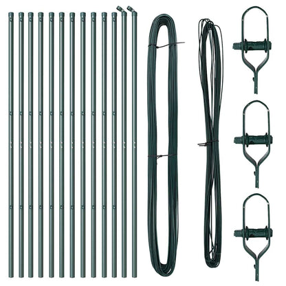 Embedded Fence Post 13 pcs Green Powder-Coated Steel