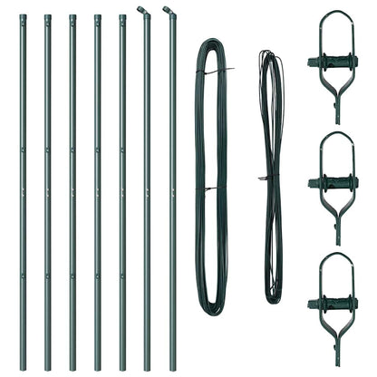 Embedded Fence Post 7 pcs Green Powder-Coated Steel