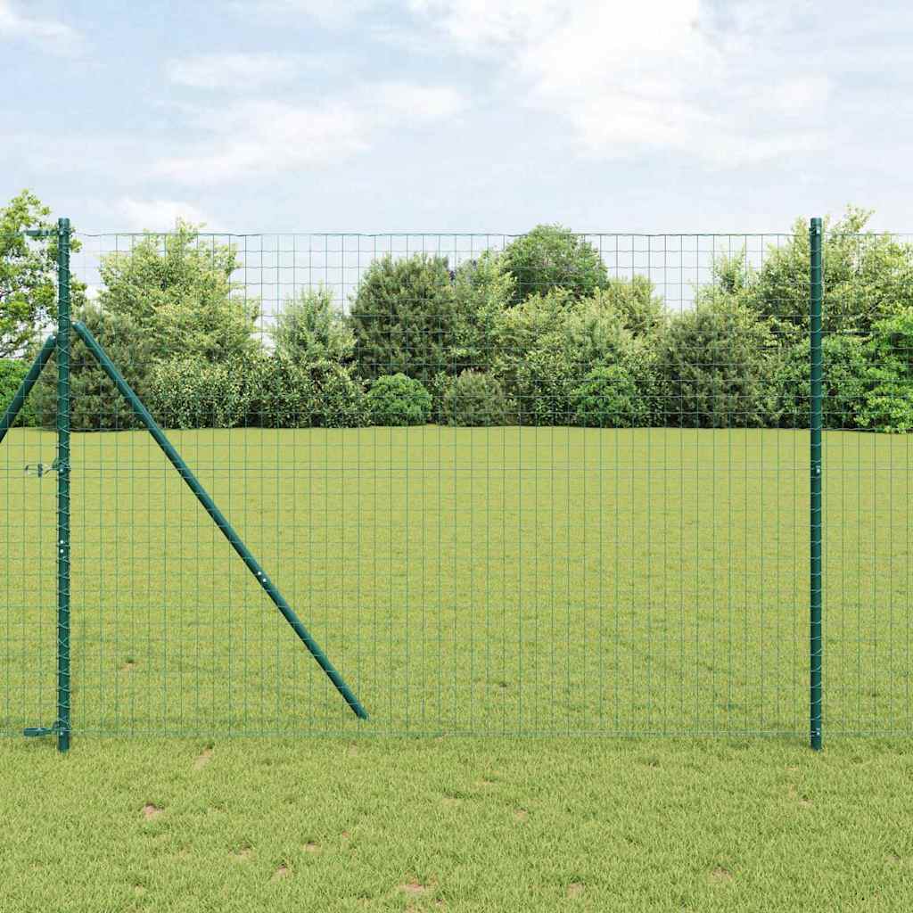 Embedded Fence Post 7 pcs Green Powder-Coated Steel