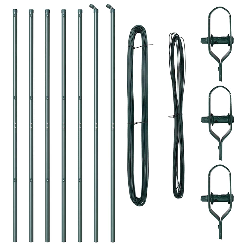 Embedded Fence Post 7 pcs Green Powder-Coated Steel