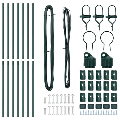 Embedded Fence Post 7 pcs Green Powder-Coated Steel