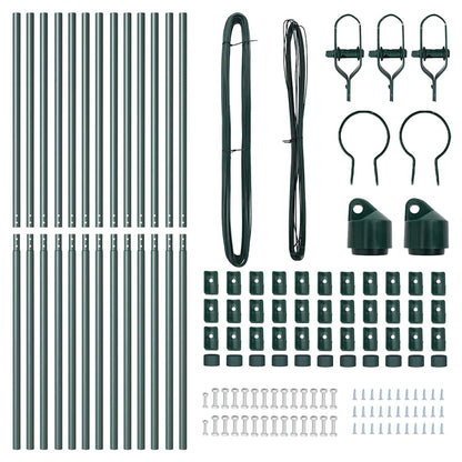 Embedded Fence Post 13 pcs Green Powder-Coated Steel